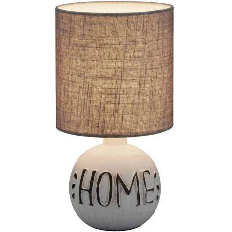 Lampe de table esna attacco e14 en cÉramique blanche avec cappuccino paralume r50651025
