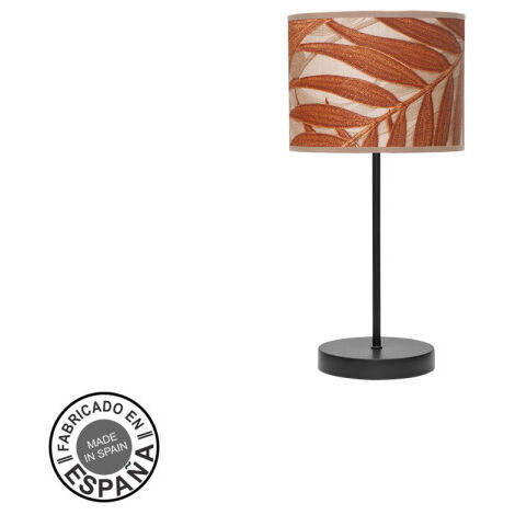 Lampe de table fashion 1xe14 noir/feuille chaudière 42x17x17cm