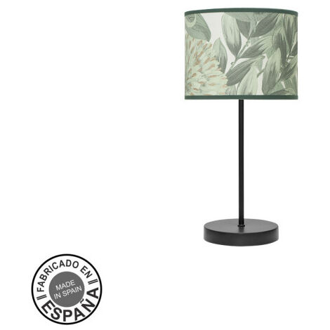 Lampe de table fashion 1xe14 noir/feuilles vertes 42x17x17cm