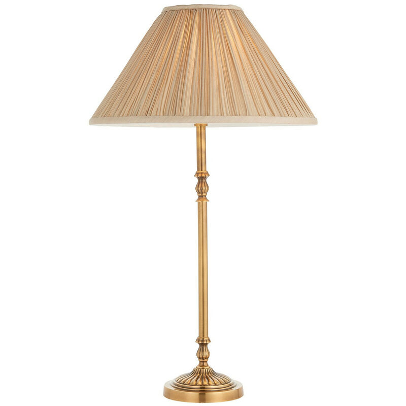 Interiors 1900 Lighting - Interiors Fitzroy - Lampe de table à 1 lumière en laiton avec abat-jour beige, B22