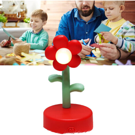 Lampe de Table Fleur Cute Lumière Portable Décorative Bureau Dorm Red