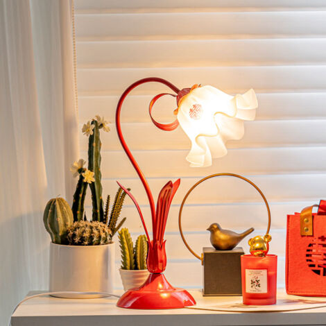 Lampe de table fleur, lampe de lecture LED, veilleuse fleur rétro au chevet, 3 modes de couleurs, décoration de lampe de chevet kawaii, éclairage de chambre à coucher de salon, lampe de table, décorat