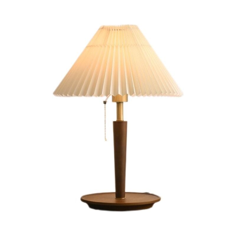 Vicmhuang - Lampe de Bureau Plissée Rétro piètement en noyer H46cm