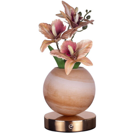 Lampe de table florale, veilleuse orchidée 3 couleurs, lampe artificielle sans fil à intensité variable tactile avec vase, éclairage décoratif LED de bureau pour fêtes et décoration intérieure (Orchid