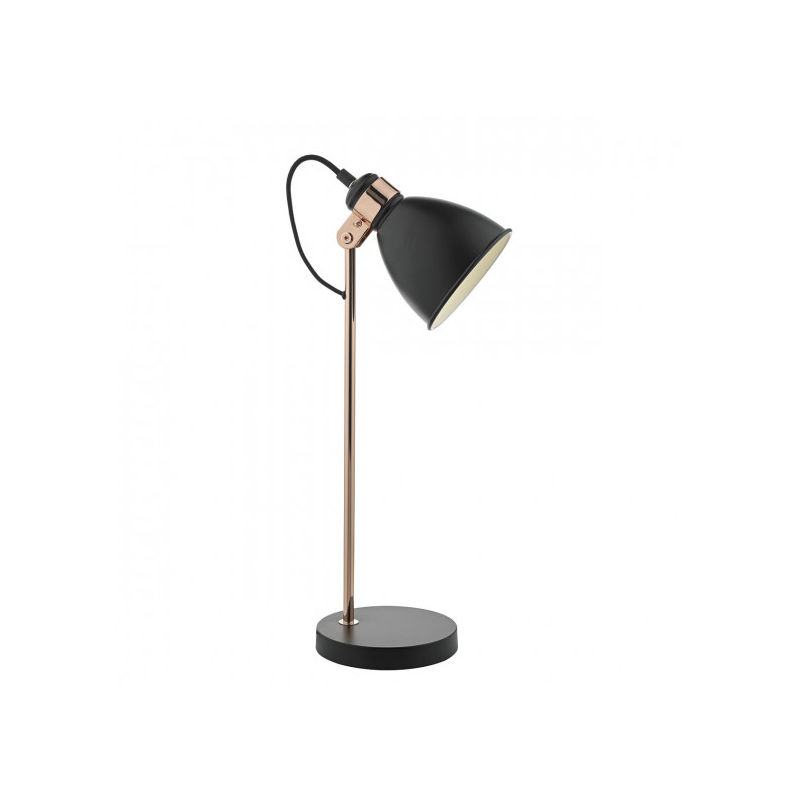 DAR - Lampe de table Frederick noir et cuivre 1 ampoule - Marron
