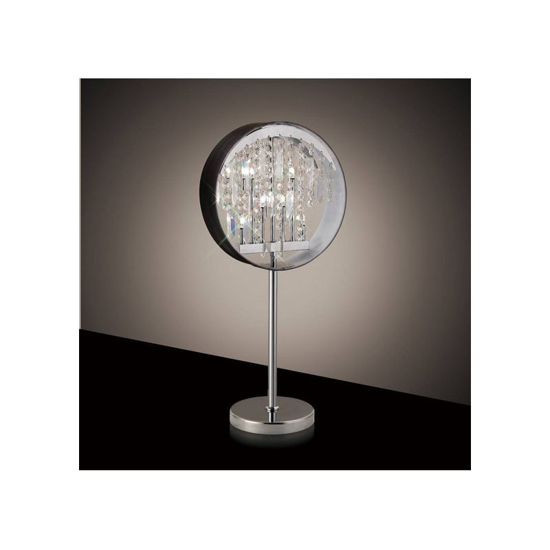 Lampe de Table Geo avec Abat jour noir 7 Ampoules chrome poli/cristal - Noir