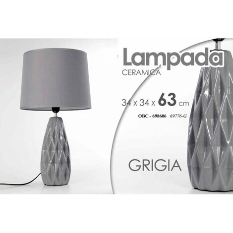 Lampe de table grise avec lumière en céramique cm 34 x 34 x 62,5 h