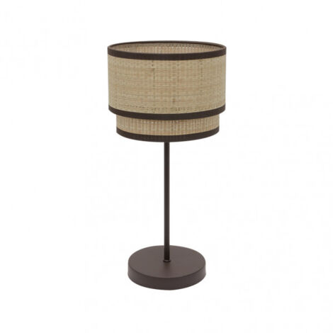 Lampe de table haute Roque marron avec abat-jour FABRILAMP