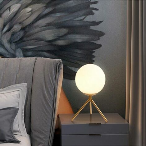 Lampe de table industrielle moderne en verre et métal 1 lampe sur pied avec abat-jour blanc blanc lampe de table de chevet pour chambre salon bureau