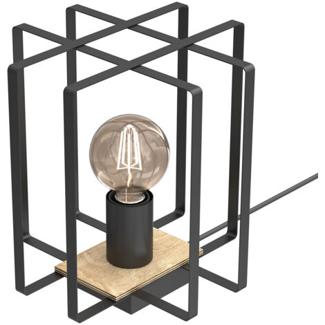 Lampe de table industrielle noire bois Kortez E27 Luminex