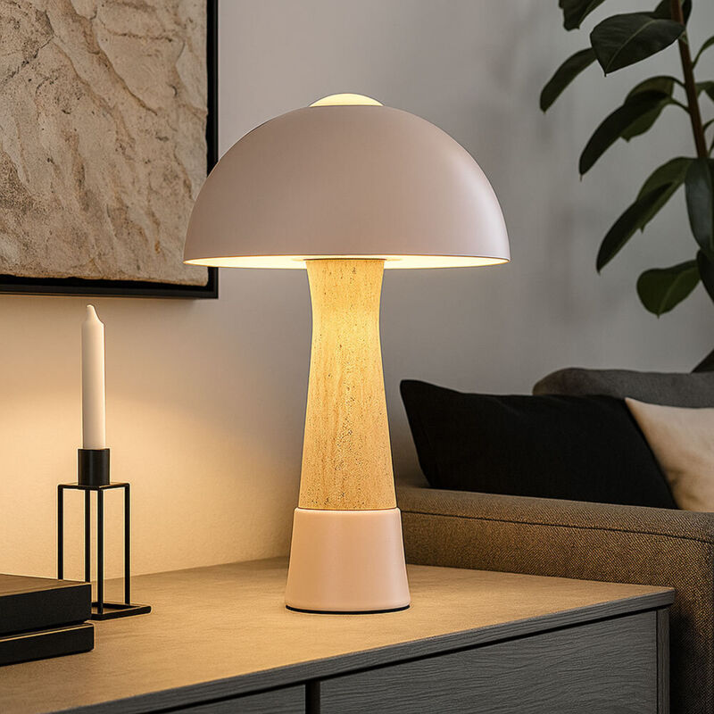 Lampe de table champignon aspect bois Lampe de salon Lampe de chevet Design champignon Lampe de chambre, métal couleur champagne, 1x E27, DxH 25 x Lampe de table champignon aspect bois Lampe de salon Lampe de chevet Design champignon Lampe de chambre, métal couleur champagne, 1x E27, DxH 25 x