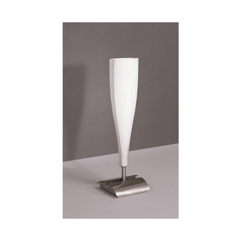 Lampe de Table Java Small 1 Ampoule E14, nickel satiné/verre blanc dépoli - Blanc