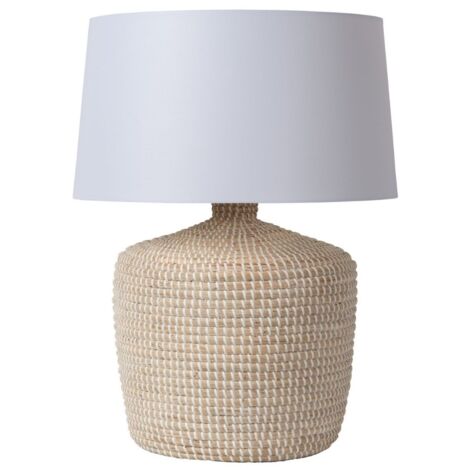 Lampe de table jonc marin beige/blanc 64cm E27 Lucide