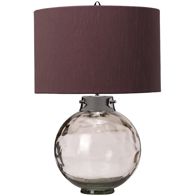 Elstead Kara Tischlampe, Rauchgrau, Schirm Aus Kunstseide
