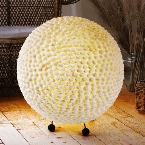 Lampe de table lampe boule lampe de table coquille lampe de salon blanche lampe d'appoint, métal, douille E27, DxH 37x41 cm