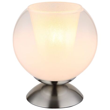 Lampe de table lampe d'appoint lampe de chevet boule de verre opale chromée cristaux