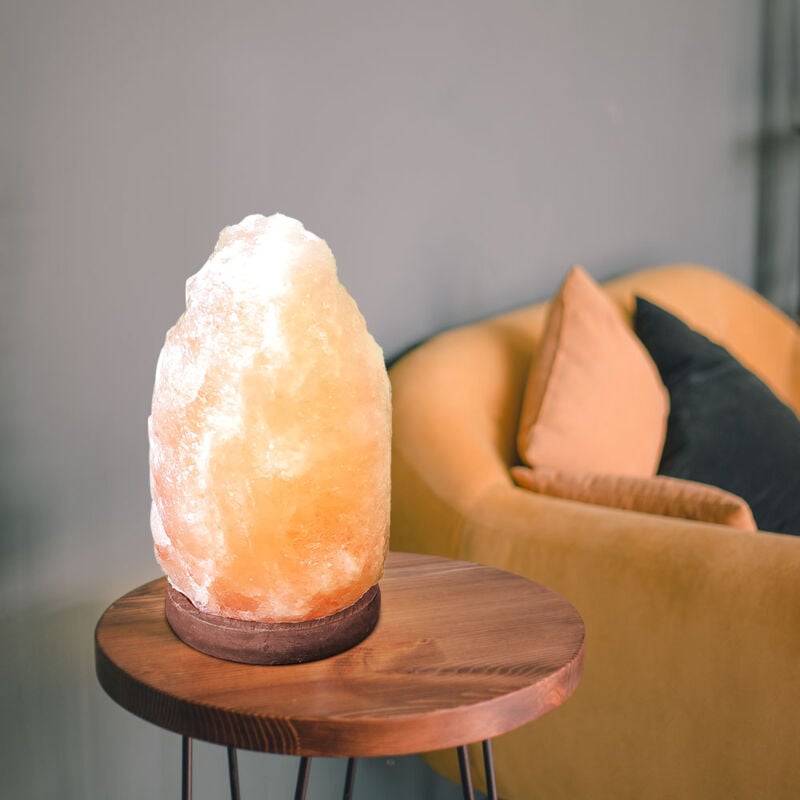 Globo - Lampe de table, lampe d'appoint, lampe de chevet, lampe de table, lampe de lecture, bois de cristal de sel, marron naturel, câble usb, 1x led