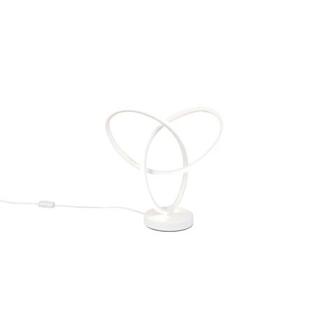 Lampe de table, lampe d'appoint, lampe de chevet, métal, blanc, interrupteur à cordon, H 28 cm