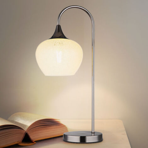 Lampe de table lampe d'appoint lampe de lecture métal noir-chrome veilleuse, 1x E27 LED blanc chaud, longueur x largeur x hauteur 27,5 x 16 x 54 cm, salon chambre à coucher