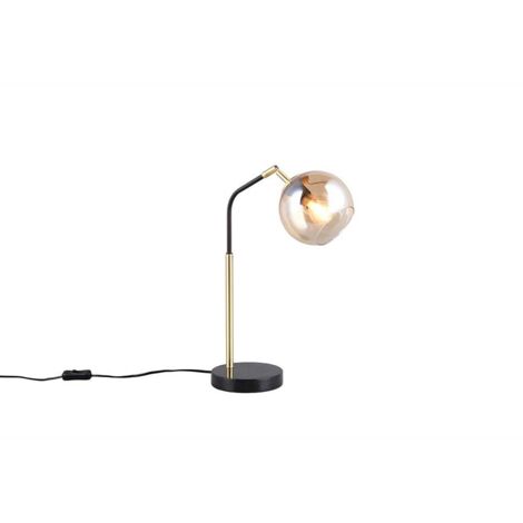 Lampe de table, lampe d'appoint, lampe de lecture, noir-doré, boule en verre E14, H 45 cm