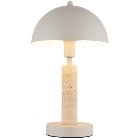 Lampe de table Lampe d'appoint textile sable Lampe de table lampe de salon pierre de travertin, métal, 1x douille E14, DxH 20x34 cm