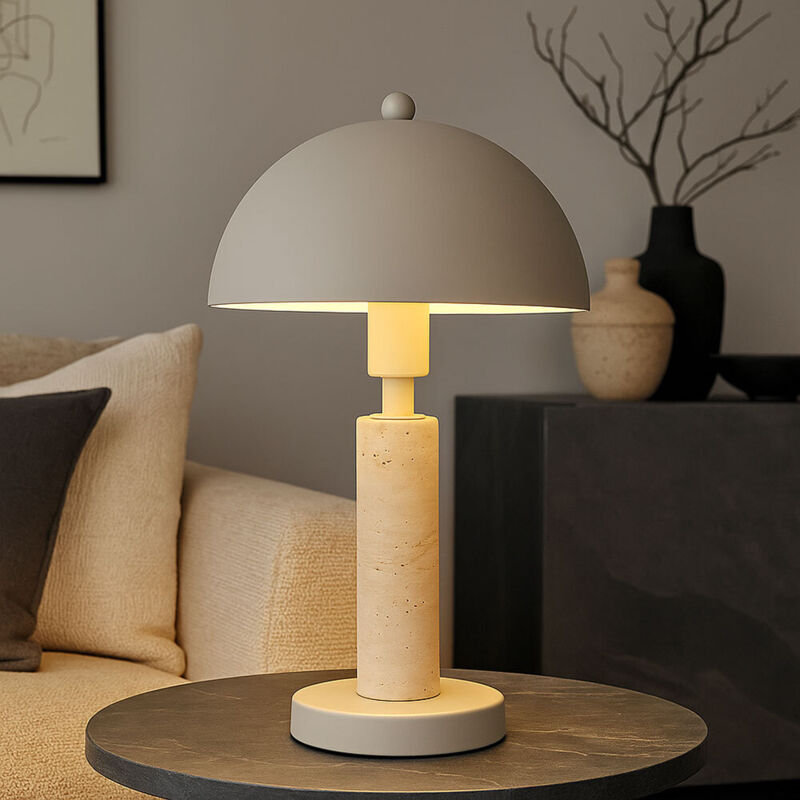 Lampe de table Lampe d'appoint textile sable Lampe de table lampe de salon pierre de travertin, métal, 1x LED 4,9W 470Lm blanc chaud, DxH 20x34 cm Lampe de table Lampe d'appoint textile sable Lampe de table lampe de salon pierre de travertin, métal, 1x LED 4,9W 470Lm blanc chaud, DxH 20x34 cm