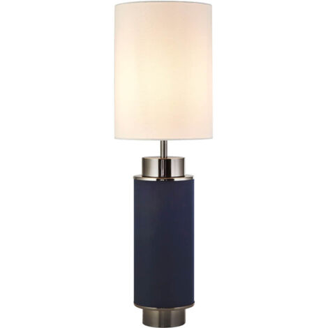 Lampe de table lampe de bureau lampe d'appoint lin bleu plaqué or H 72 cm