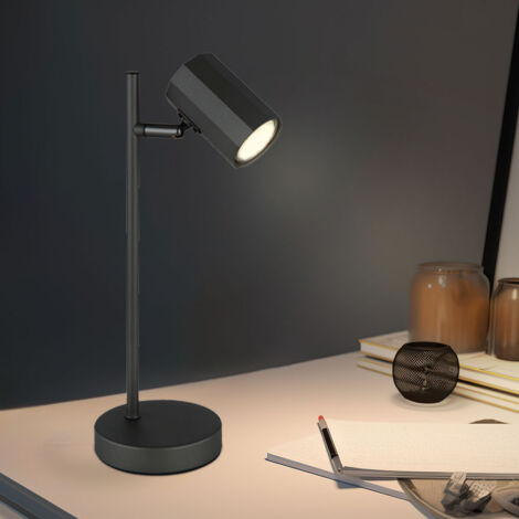 Lampe de table Lampe de bureau Lampe de lecture grise Spot mobile, métal aluminium, 1x GU10 douille, LxlxH 16,5x12x35cm