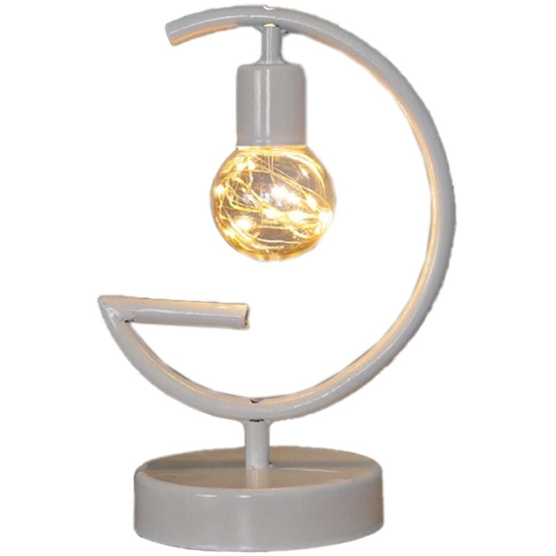 Feiyue - Lampe de table, lampe de bureau, lampe de table en forme de lune, en fer ajouré, led, veilleuse décorative suspendue en forme de lune