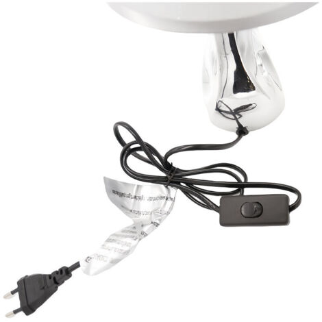 Lampe de table, lampe de chevet argentée avec pied ovale argenté et abat-jour blanc - RAPANDA