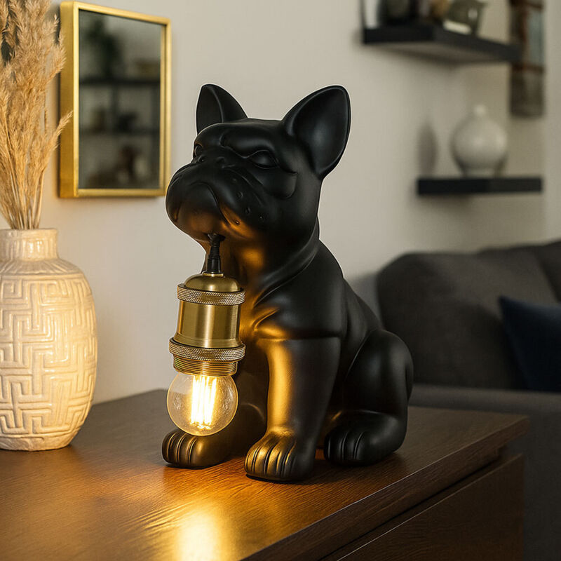 Lampe de table lampe de chevet lampe chien céramique métal noir mat H 24 cm Lampe de table lampe de chevet lampe chien céramique métal noir mat H 24 cm