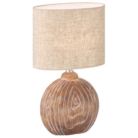 Lampe de table lampe de chevet lampe d'appoint E14 céramique aspect bois textile sable