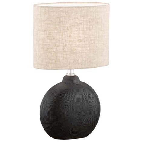 Lampe de table lampe de chevet lampe d'appoint E14 céramique noir textile sable