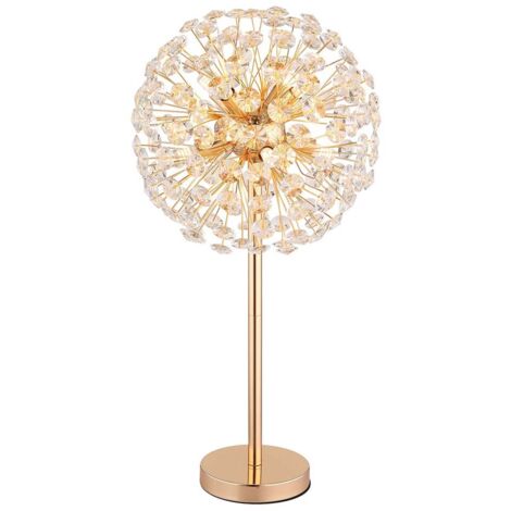 Lampe de table, lampe de chevet, lampe de salon, LED 8 flammes, cristal clair, or
