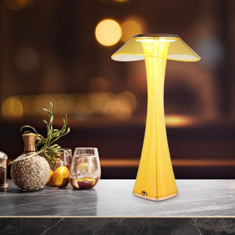 Globo Lighting - Lampe de table, lampe de chevet, lampe de table, lampe de salon, lampe de lecture, lampe de chambre, plastique acrylique ambre or,