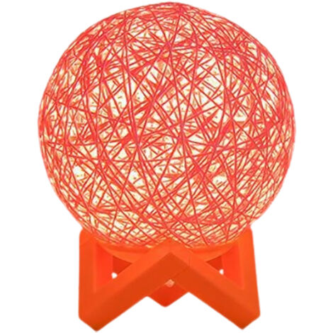 Lampe de table/lampe de chevet LED, alimentée par USB, lampe boule en rotin, cadeau d'anniversaire original, décoration chambre/maison/bureau.