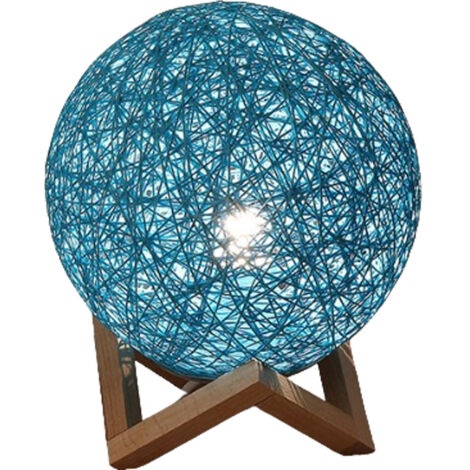 Lampe de table/lampe de chevet LED, alimentée par USB, lampe boule en rotin, cadeau d'anniversaire original, décoration chambre/maison/bureau.
