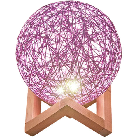 Lampe de table/lampe de chevet LED, alimentée par USB, lampe boule en rotin, cadeau d'anniversaire original, décoration chambre/maison/bureau.