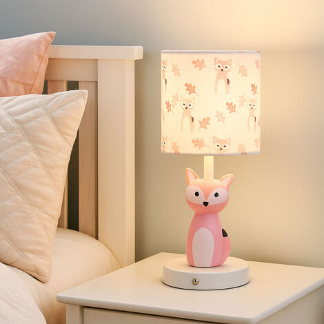 Lampe de table Lampe de chevet pour enfants Renard rose Lampe de table LED, variateur tactile, changement de couleur, blanc chaud, blanc neutre, blanc froid, DxH 10 x 33,5 cm