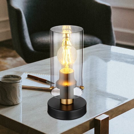 Lampe Cylindrique de Table ou de Chevet Luminaire à Poser en Métal Couleur  Laiton 8x8x10cm - L'Héritier du Temps
