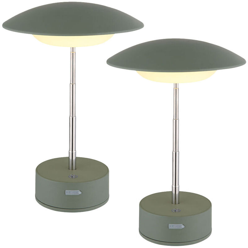 Globo Lighting - Lampe de table Lampe de table à variateur tactile Batterie réglable en hauteur Lampe de chevet verte led, 1W blanc chaud, DxH 18x26
