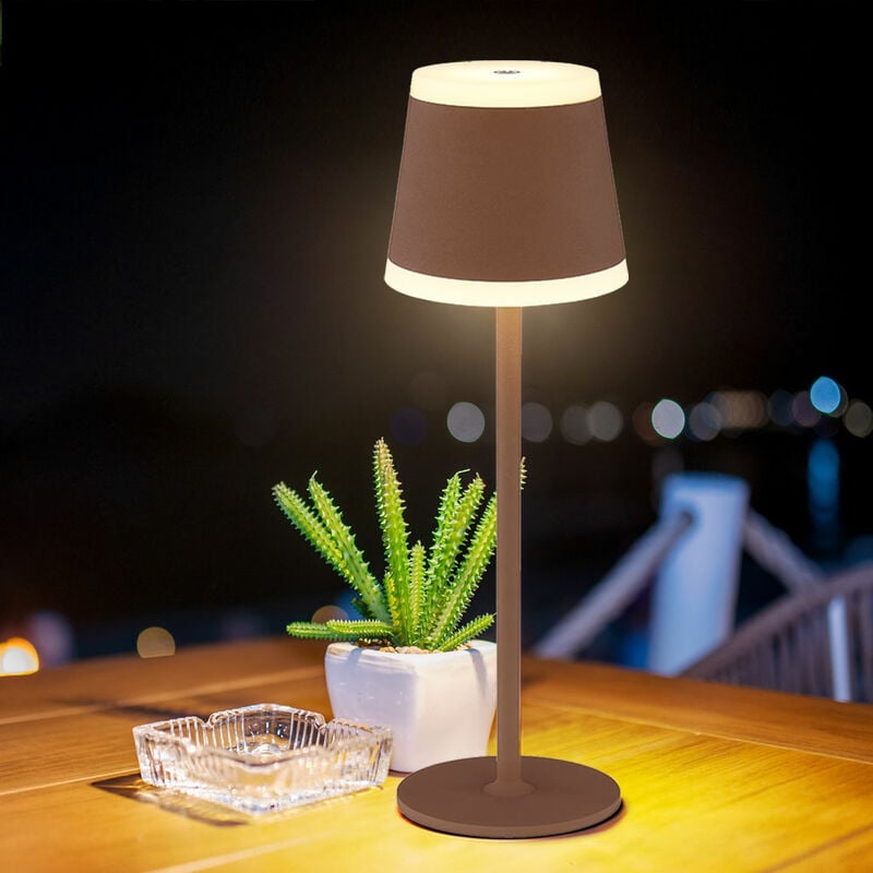 Lampe de table lampe de table extérieur blanc led variateur tactile batterie lampe de jardin à intensité variable usb, rouille, métal acrylique, 2x