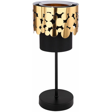 Lampe de table lampe de table interrupteur textile noir doré H 35 cm salon chambre