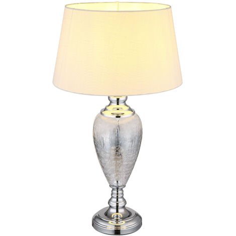 Lampe de table lampe de table table de chevet lampe de salon chrome blanc E27 lampe de lecture verre