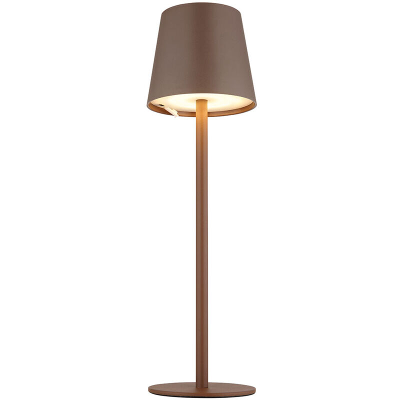 Lampe de table lampe d'extérieur dimmable lampe de table led batterie usb lampe de jardin, métal plastique marron opale, 3W 130Lm blanc chaud, DxH