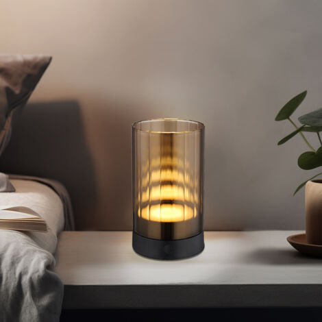 Lampe de table lampe d'extérieur lumière décorative LED variateur tactile batterie USB verre marron noir