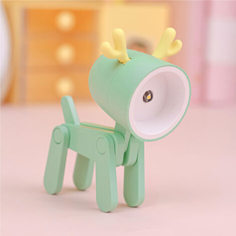 Lampe de table LED animalière et adaptable avec support téléphone pour chambre - Matériel plastique vert 3x6x8cm, 0.06W
