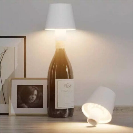 Lampe De Table Led Bottle Cap Touch Dimmable 3-tone Rechargeable       Blanc