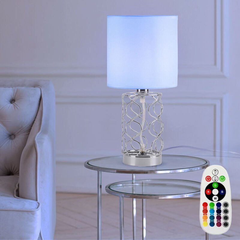 Etc-shop - Lampe de table chambre lampe de chevet blanche lampe de table moderne dimmable avec télécommande, changement de couleur, acier textile,