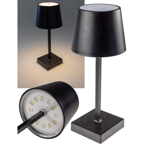 Lampe de table LED CHILITEC, dimmable, alimentée par batterie, noire